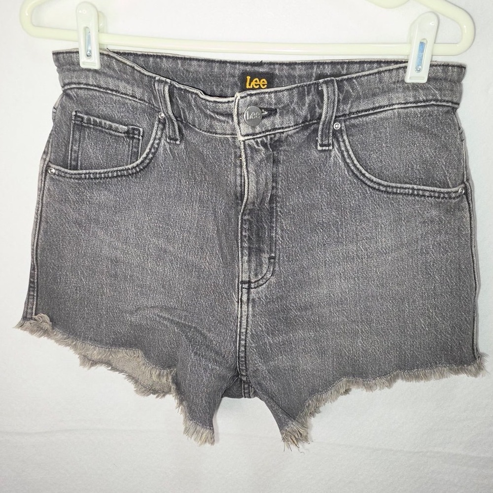 Lee Womens High Rise Cut Off Shorts Washed Black Denim Size 29 112314422